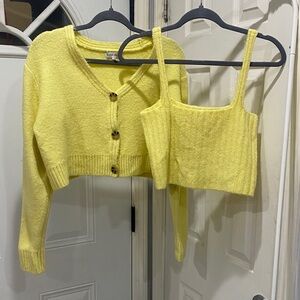 Yellow Women's Cardigan and Tank Set